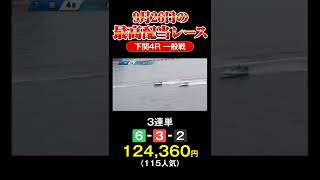 【下関競艇】9月26日の最高配当　下関競艇4R　12万舟